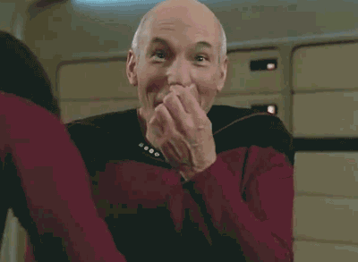 Picard laughing gif